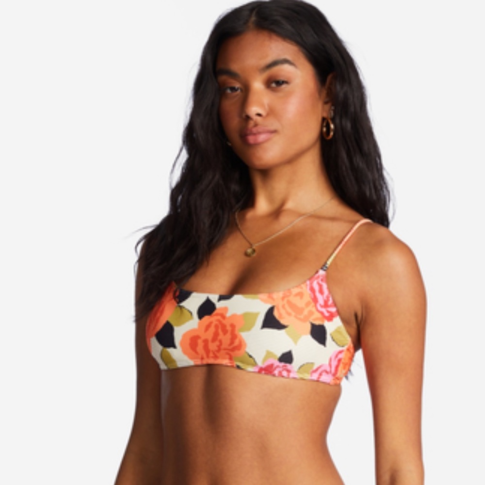 🌸 BILLABONG 🌸 Magic Gardens Skinny Mini Crop Bikini Top - Picture 2 of 4